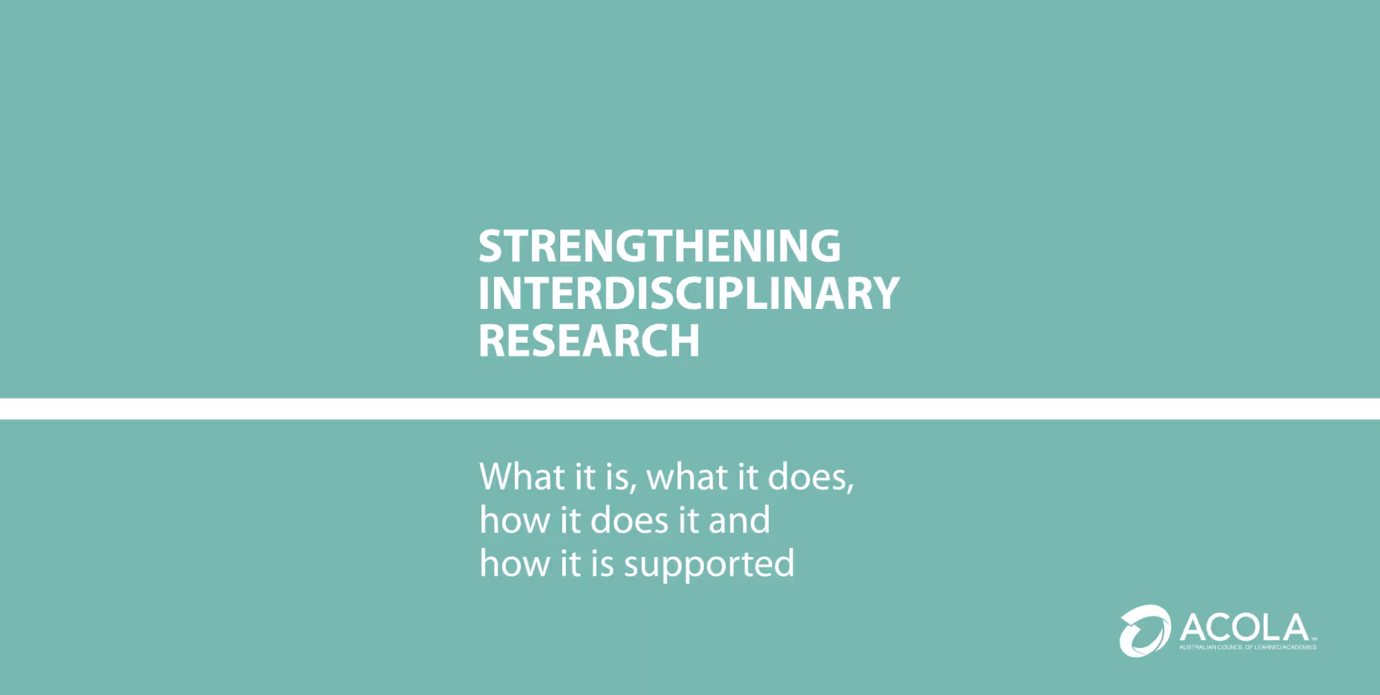 Green title cover of Strengthening Interdisciplinary Research report