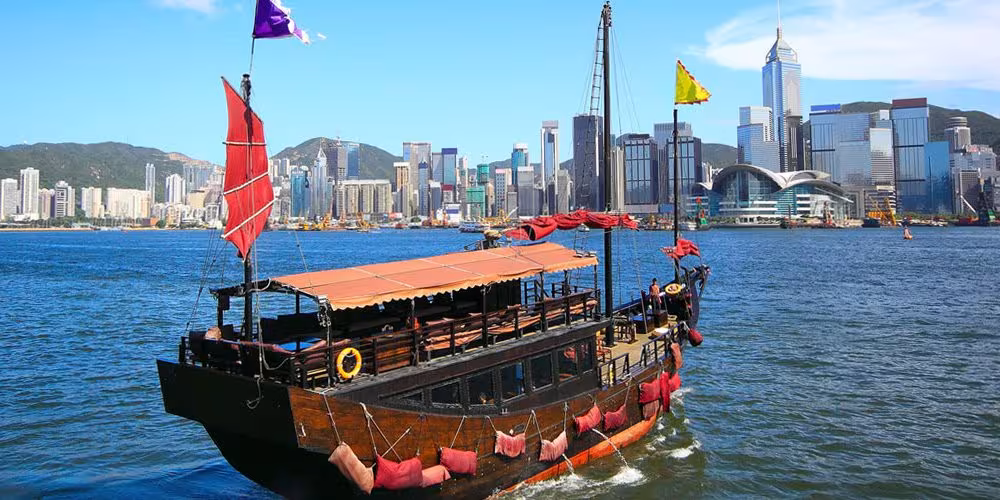 Boat on water with city skyline Website Header 