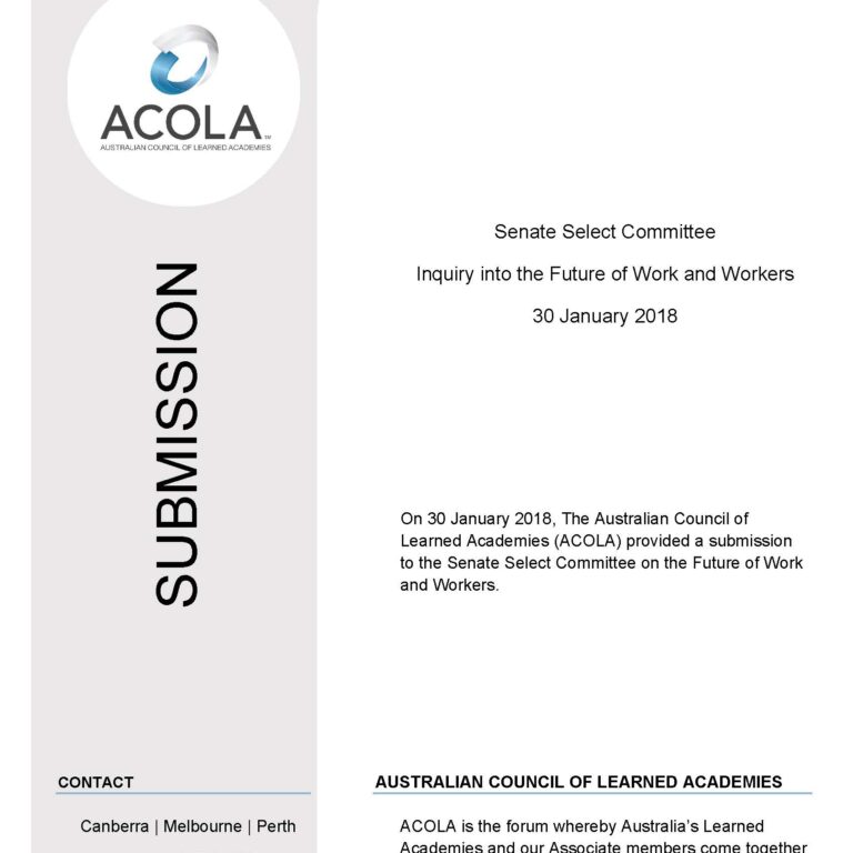 ACOLA Submission | 2018 Jan_Senate Select Committee Inquiry into the Future of Work and Workers
