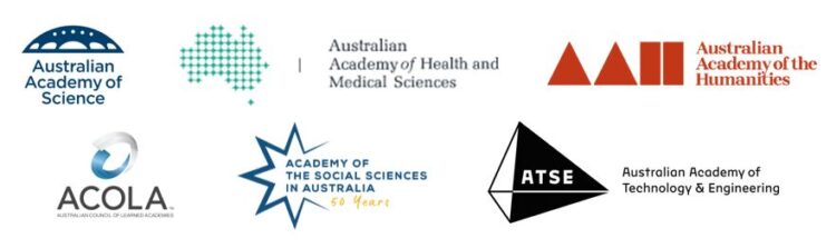 Logos of ACOLA and the five learned academies